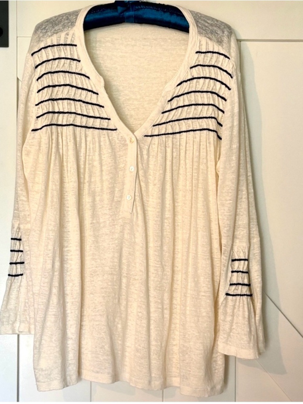 Sundance Linen Striped Cream Women's Top